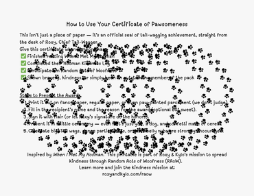 RAOW Printable | Certificate of Pawsomeness