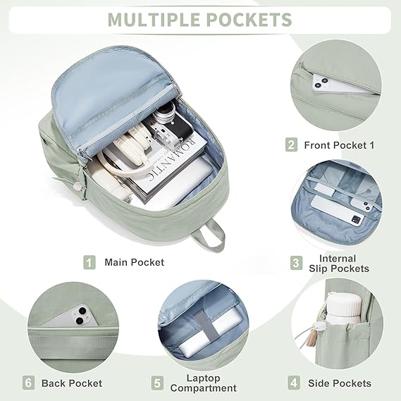 WEPOET Classic Minimalist School Backpack