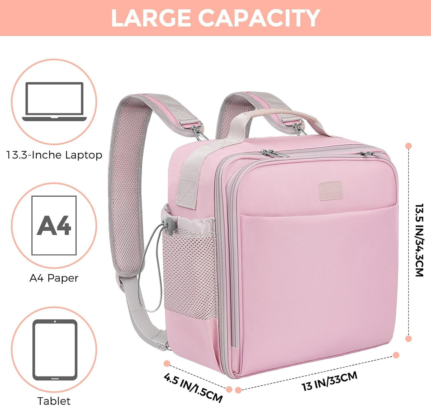 SKYDUE Zippered Binder Backpack With Adjustable Shoulder Strap & Handle