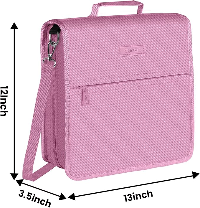 SUNEE Zippered Binder Bag With Shoulder Strap and Handle