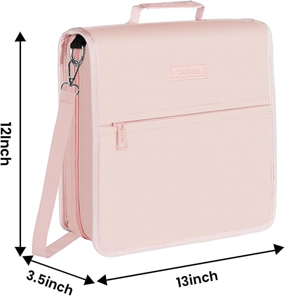 SUNEE Zippered Binder Bag With Shoulder Strap and Handle