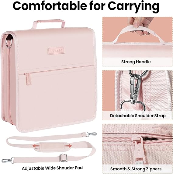 SUNEE Zippered Binder Bag With Shoulder Strap and Handle