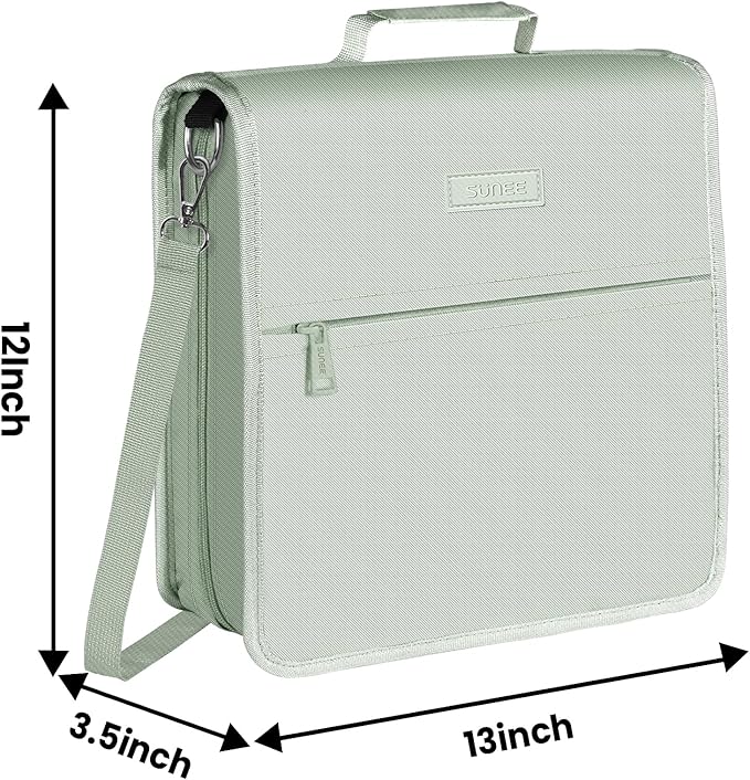 SUNEE Zippered Binder Bag With Shoulder Strap and Handle