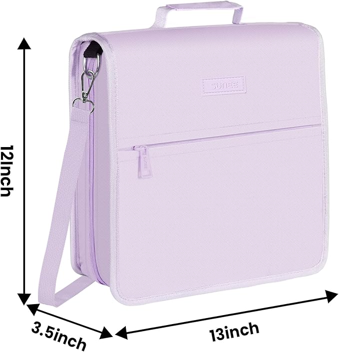 SUNEE Zippered Binder Bag With Shoulder Strap and Handle
