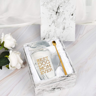 Best Dog Mom Ever Mug – 14oz Marble Mug with Gift Box 🐶