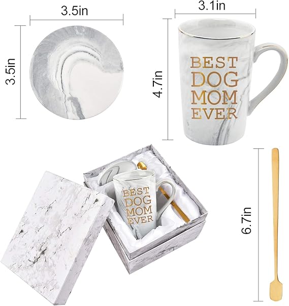 Best Dog Mom Ever Mug – 14oz Marble Mug with Gift Box 🐶