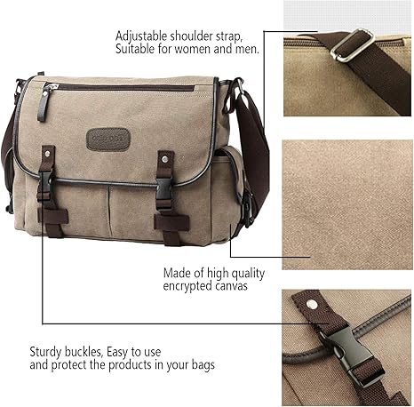 TAOQIAO Unisex Vintage Canvas Messenger Bag