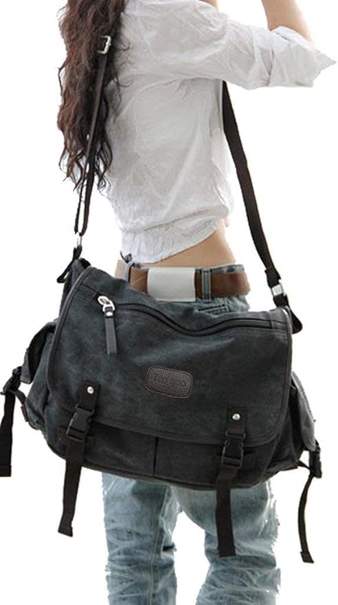 TAOQIAO Unisex Vintage Canvas Messenger Bag