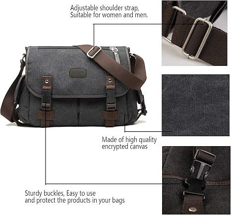 TAOQIAO Unisex Vintage Canvas Messenger Bag
