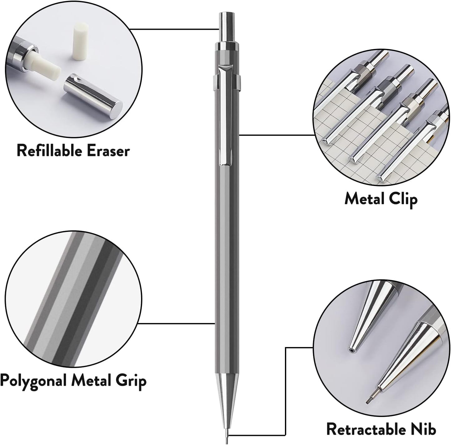 FOUR CANDIES Metal Mechanical Pencil Set (4 or 8 pcs)
