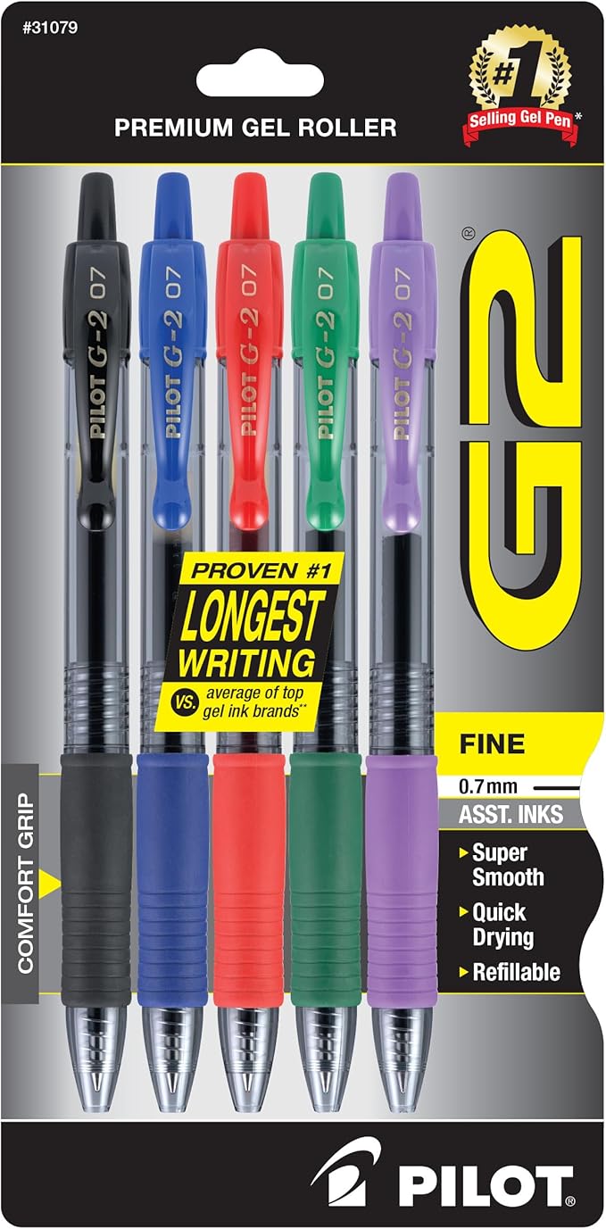 PILOT G2 Premium Retractable Gel Pens (5 pack)