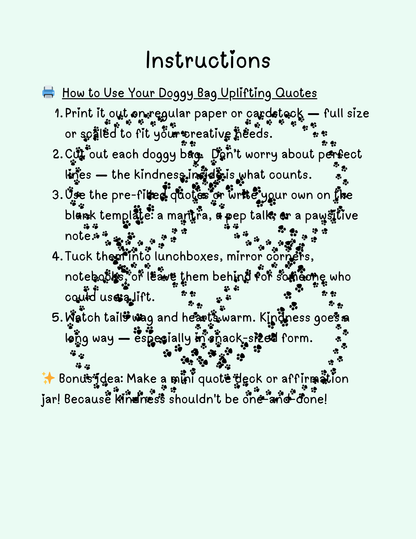 RAoW Printable | Doggy Bag Uplifting Quotes