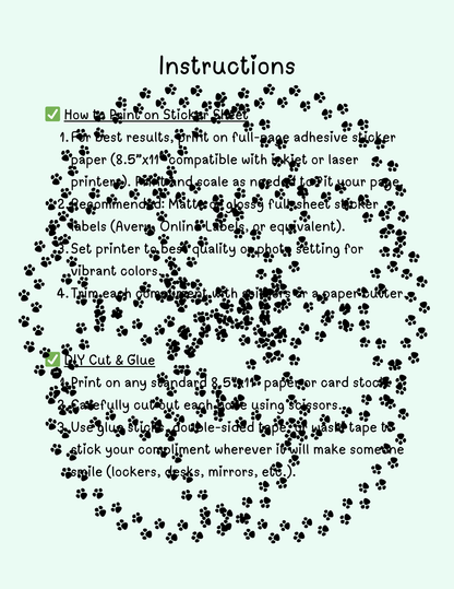 RAoW Printable | Heartwarming Compliments
