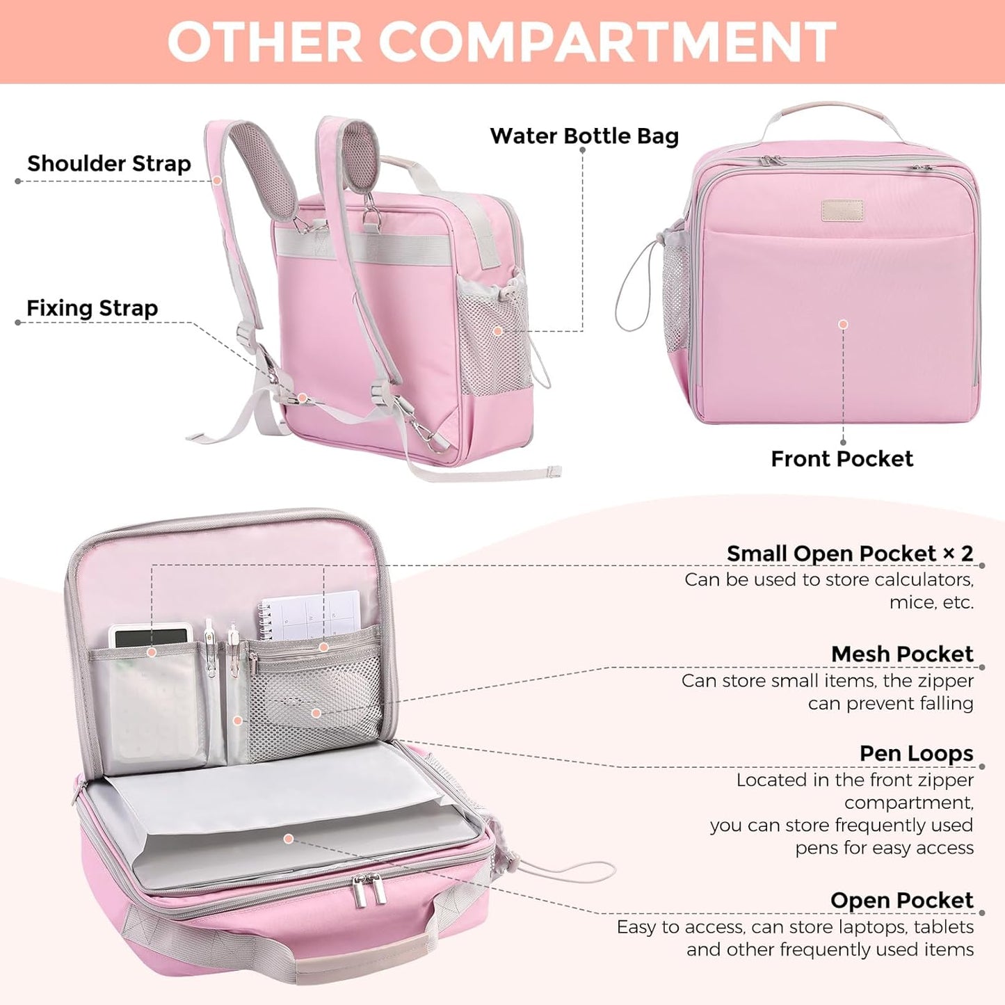 SKYDUE Zippered Binder Backpack With Adjustable Shoulder Strap & Handle
