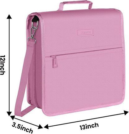 SUNEE Zippered Binder Bag With Shoulder Strap and Handle