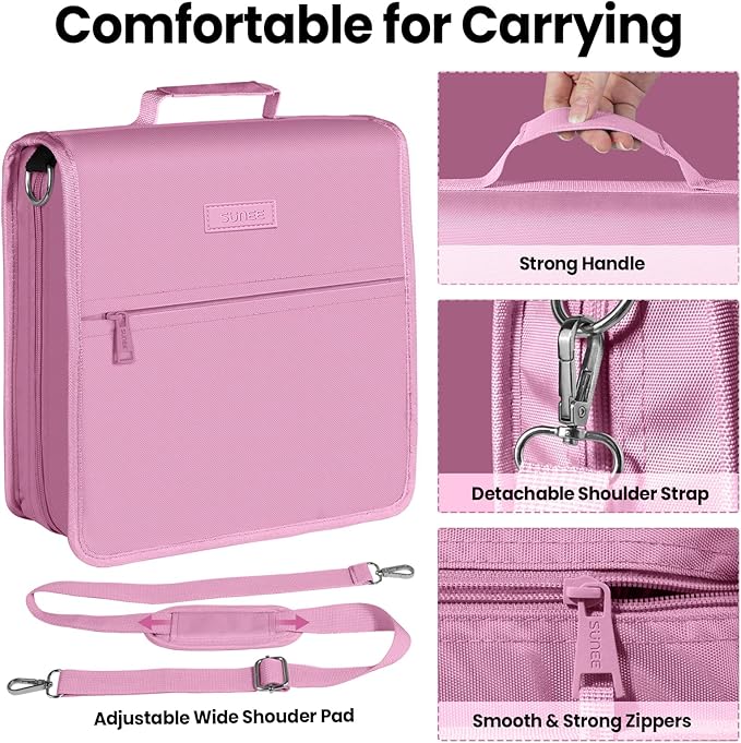 SUNEE Zippered Binder Bag With Shoulder Strap and Handle