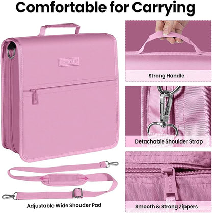 SUNEE Zippered Binder Bag With Shoulder Strap and Handle