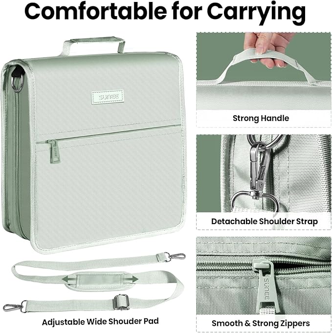 SUNEE Zippered Binder Bag With Shoulder Strap and Handle