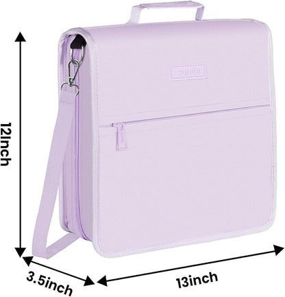 SUNEE Zippered Binder Bag With Shoulder Strap and Handle