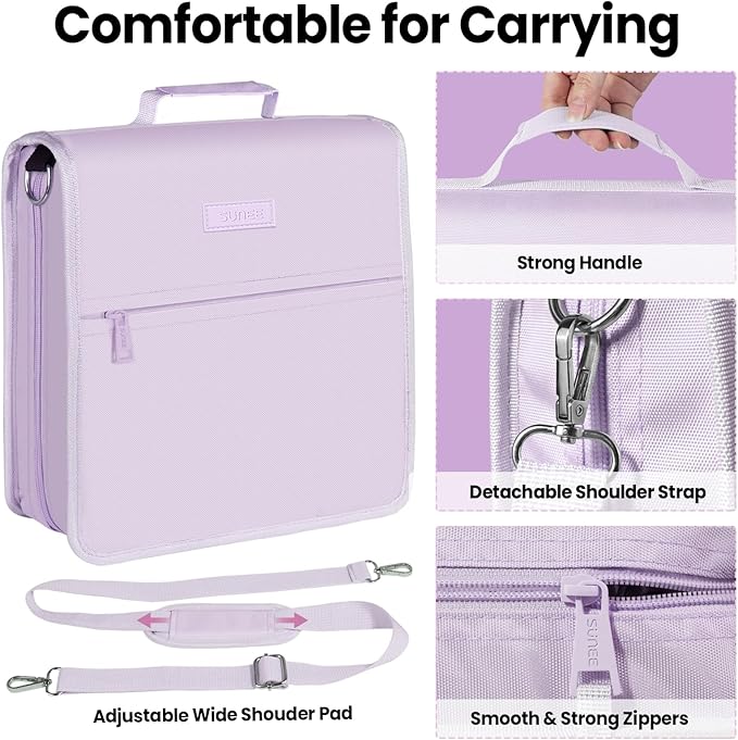SUNEE Zippered Binder Bag With Shoulder Strap and Handle