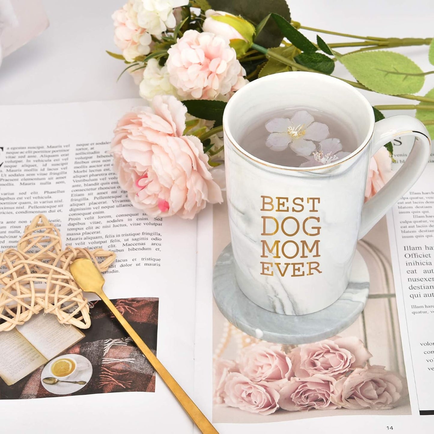 Best Dog Mom Ever Mug – 14oz Marble Mug with Gift Box 🐶