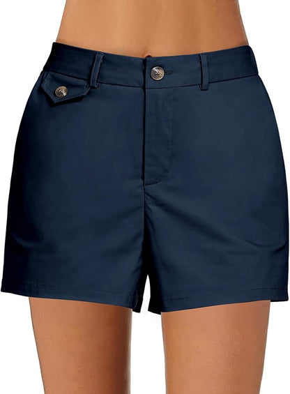 LUVAMIA High Waisted Casual Twill Shorts