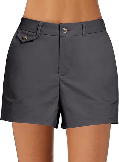 LUVAMIA High Waisted Casual Twill Shorts