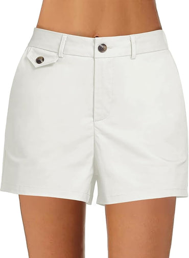 LUVAMIA High Waisted Casual Twill Shorts