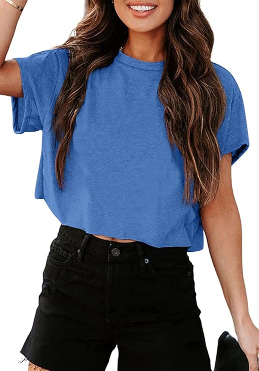 TANKANEO Cropped Crew Neck Short Sleeve T-Shirt