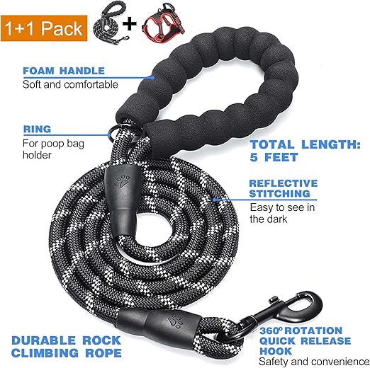 TOBEDRI No Pull Adjustable Reflective Dog Harness