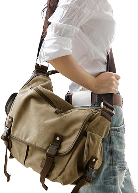 TAOQIAO Unisex Vintage Canvas Messenger Bag