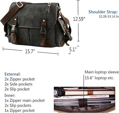 TAOQIAO Unisex Vintage Canvas Messenger Bag