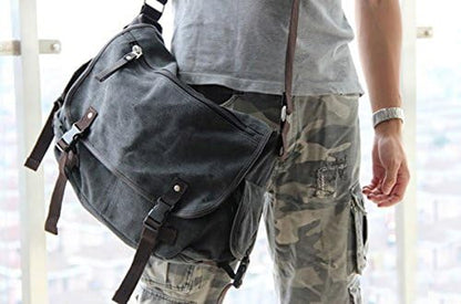 TAOQIAO Unisex Vintage Canvas Messenger Bag