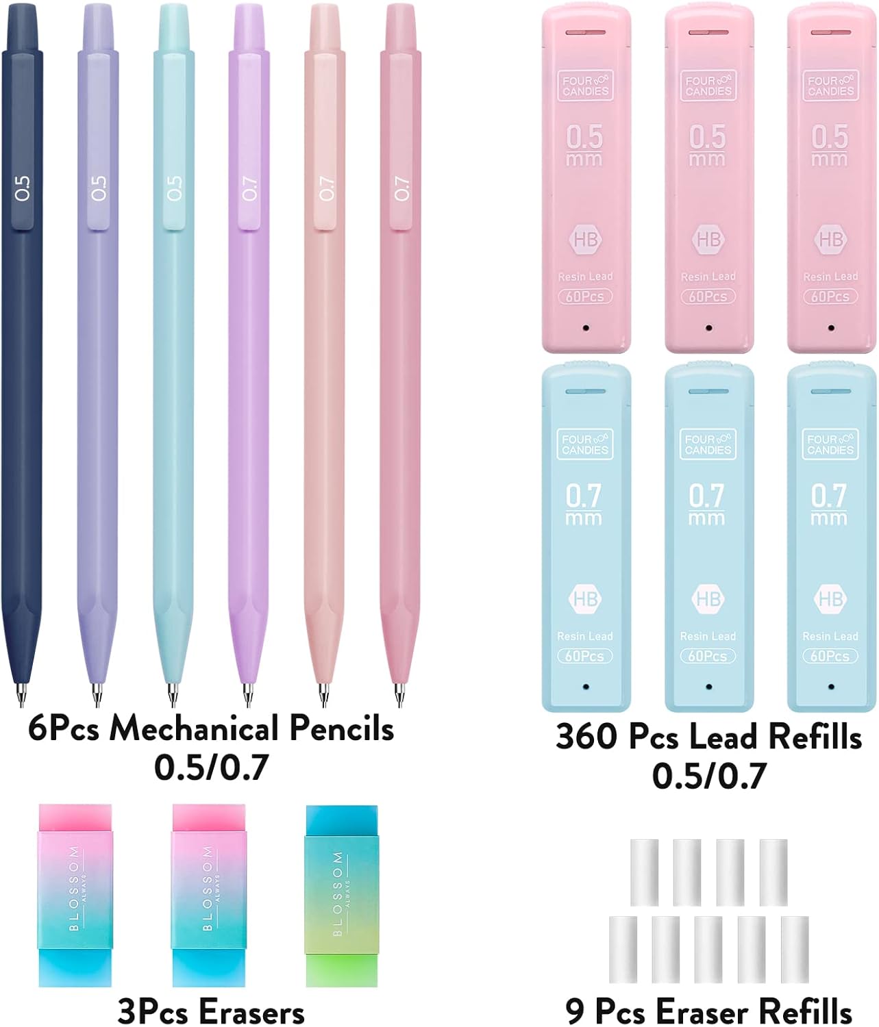 FOUR CANDIES Mechanical Pencil Set (6 pcs)
