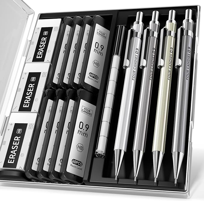 FOUR CANDIES Metal Mechanical Pencil Set (4 or 8 pcs)