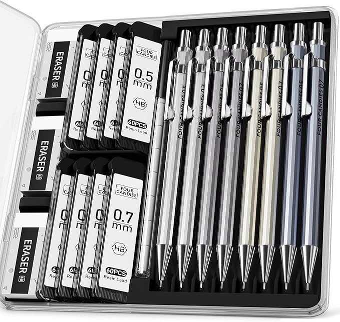 FOUR CANDIES Metal Mechanical Pencil Set (4 or 8 pcs)