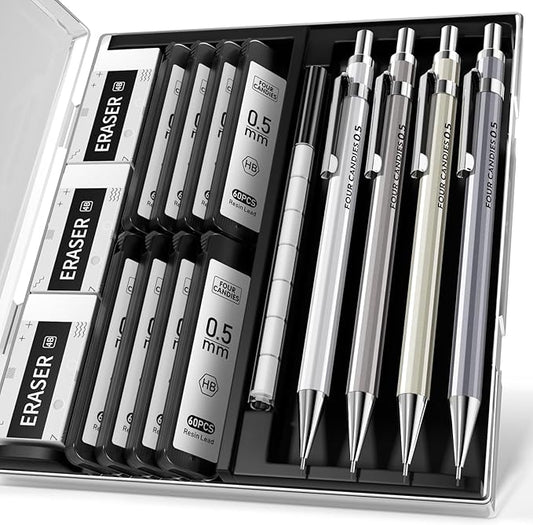 FOUR CANDIES Metal Mechanical Pencil Set (4 or 8 pcs)