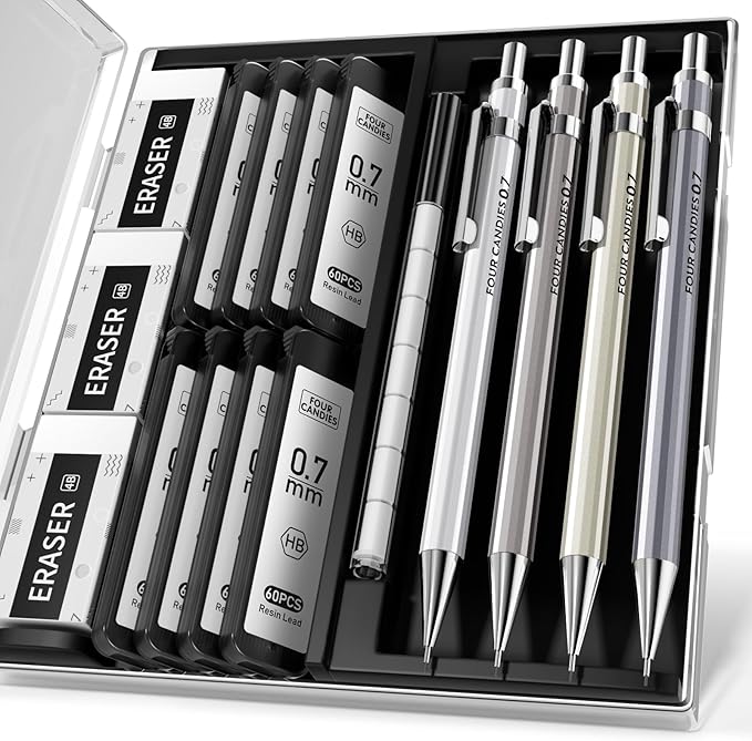 FOUR CANDIES Metal Mechanical Pencil Set (4 or 8 pcs)