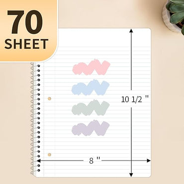 SUNEE 1-Subject Spiral Notebooks College Ruled (4 pack)