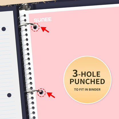 SUNEE 1-Subject Spiral Notebooks College Ruled (4 pack)