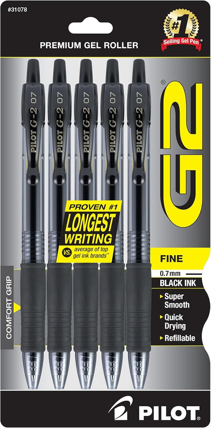 PILOT G2 Premium Retractable Gel Pens (5 pack)