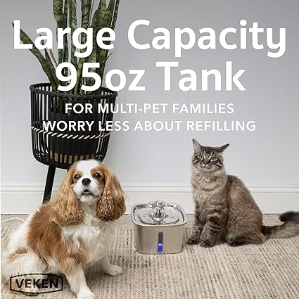 VEKEN Automatic Pet Fountain Dog Water Dispenser with Replacement Filters & Silicone Mat