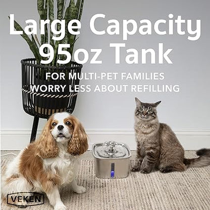 VEKEN Automatic Pet Fountain Dog Water Dispenser with Replacement Filters & Silicone Mat