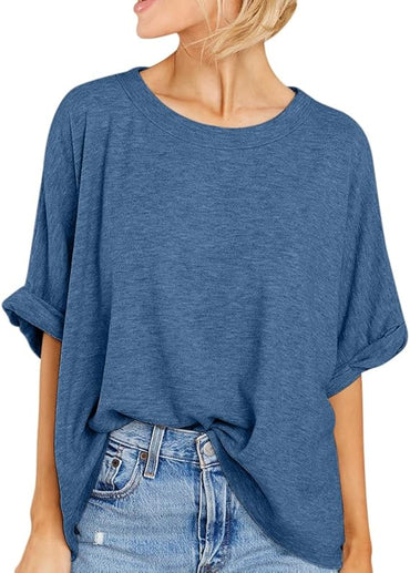 GEGEKOKO Oversized Crew Neck Short Sleeve T Shirt