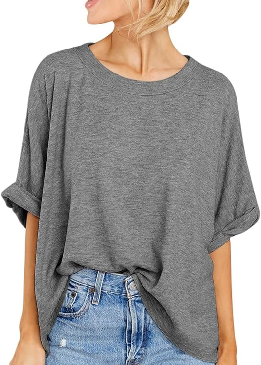 GEGEKOKO Oversized Crew Neck Short Sleeve T Shirt