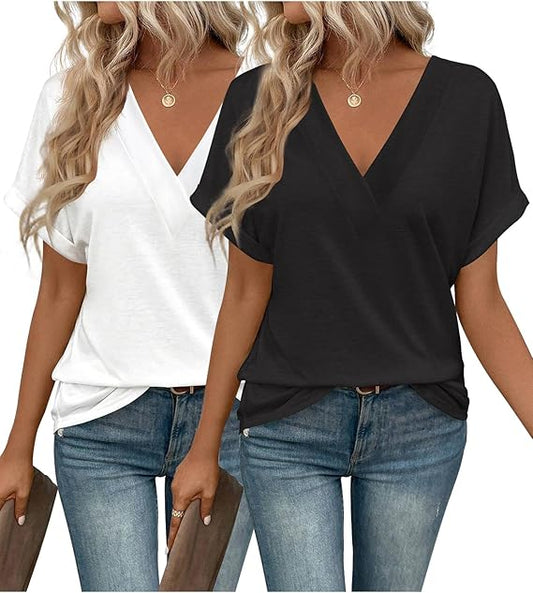 EYMUSE V-Neck Short Sleeve T-Shirt (2 pack)