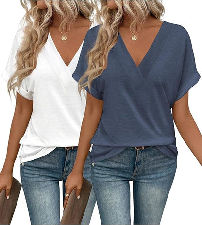 EYMUSE V-Neck Short Sleeve T-Shirt (2 pack)